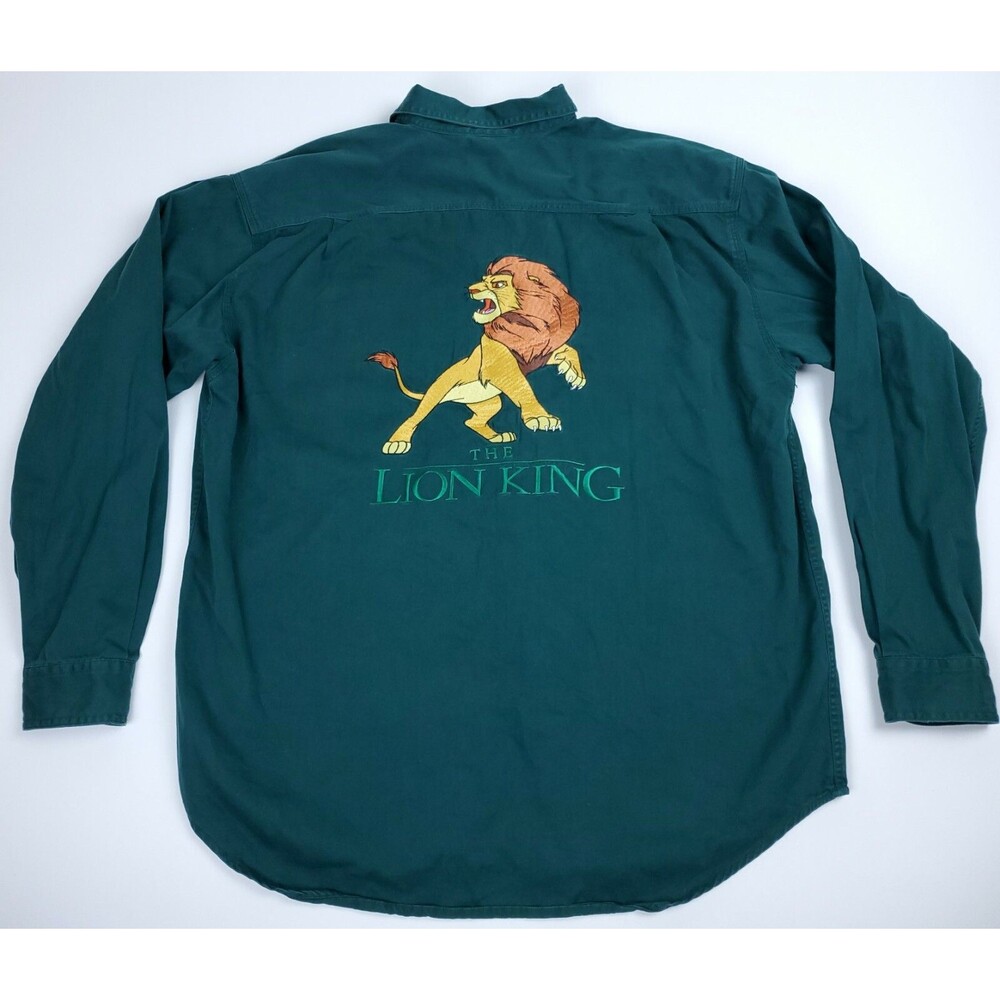 VTG Large 90s The Lion King Shirt Disney Store Embroidered Movie Button Up L/S